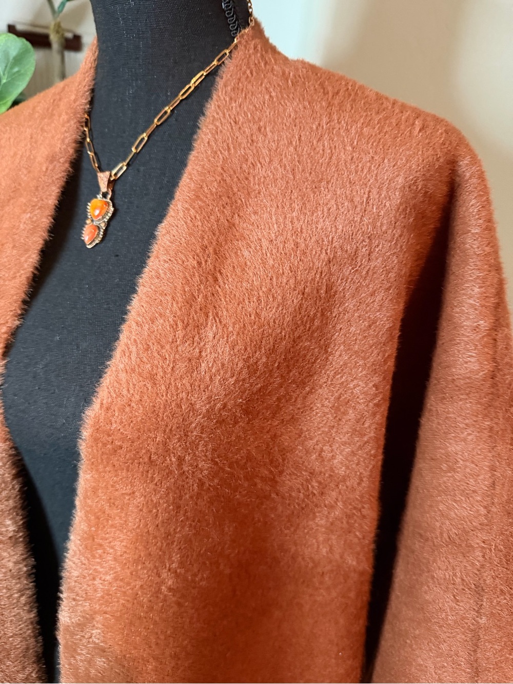 Rust Open-Front Long Cardigan Jacket - Picture 5 of 11